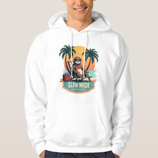 Retro Sloth Vacation Shirt Funny Tropical Relax De パーカ (正面)