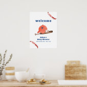 Retro Slugger Baseball Boy Baby Shower Welcome ポスター (キッチン)
