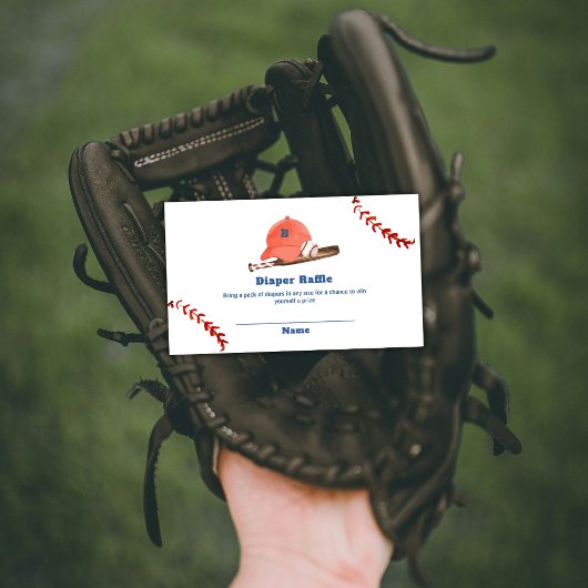 Retro Slugger Baseball Diaper Raffle Baby Shower  エンクロージャーカード