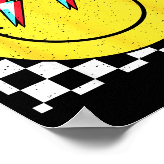 Retro Smile Face Checkered Pattern Preppy Happy Fa ポスター (角)
