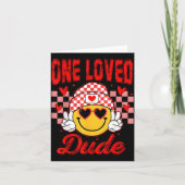 Retro Smile Face One Loved Dude Valentines Day Men カード (正面)