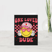 Retro Smile Face One Loved Dude Valentines Day Men カード (正面)