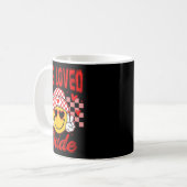 Retro Smile Face One Loved Dude Valentines Day Men コーヒーマグカップ (正面左)