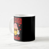 Retro Smile Face One Loved Dude Valentines Day Men コーヒーマグカップ (正面左)