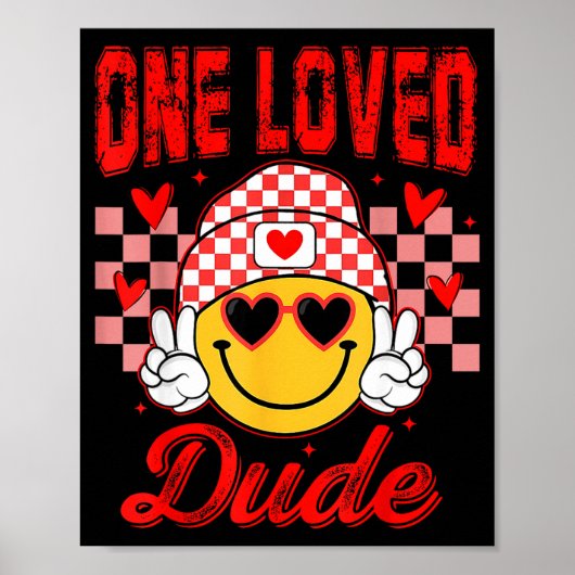 Retro Smile Face One Loved Dude Valentines Day Men ポスター (正面)