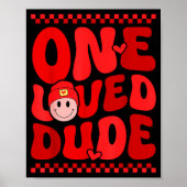 Retro Smile Face One Loved Dude Valentines Day Men ポスター (正面)