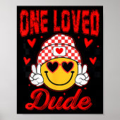 Retro Smile Face One Loved Dude Valentines Day Men ポスター (正面)