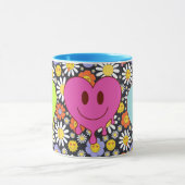 Retro Smile Mug Funny Smiley Face Cool Design マグカップ (中央)