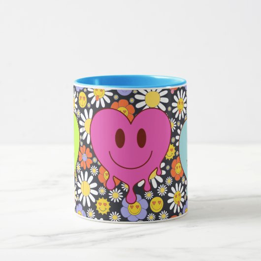 Retro Smile Mug Funny Smiley Face Cool Design マグカップ (中央)