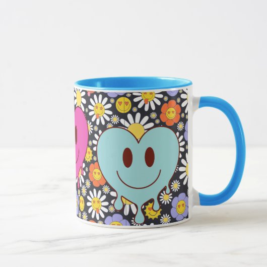 Retro Smile Mug Funny Smiley Face Cool Design マグカップ (右)