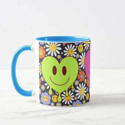 Retro Smile Mug Funny Smiley Face Cool Design マグカップ (左)