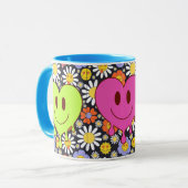 Retro Smile Mug Funny Smiley Face Cool Design マグカップ (正面左)