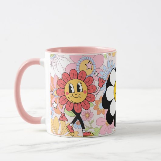 Retro Smile Mug Funny Smiley Face Cool Design マグカップ (左)