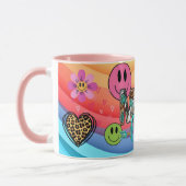 Retro Smile Mug Funny Smiley Face Cool Design マグカップ (左)