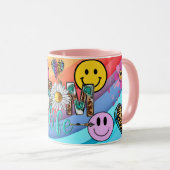 Retro Smile Mug Funny Smiley Face Cool Design マグカップ (正面右)