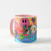Retro Smile Mug Funny Smiley Face Cool Design マグカップ (正面左)