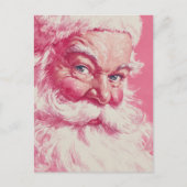 Retro Smiling Santa Claus Pink Vintage Christmas  ポストカード (正面)