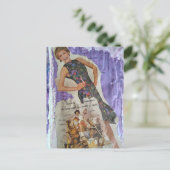 Retro smoking woman remembers housework collage ポストカード (スタンド正面)