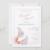 Retro Sneakers Peach Wedding Bridal Shower 招待状 (正面)