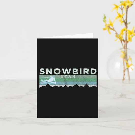 Retro Snowbird, Utah Distressed Skiing  カード (黄色い花)
