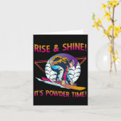 Retro Snowboard Rise And Shine Powder Time 80s Sno カード (黄色い花)