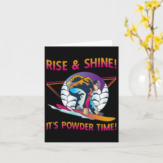 Retro Snowboard Rise And Shine Powder Time 80s Sno カード (黄色い花)