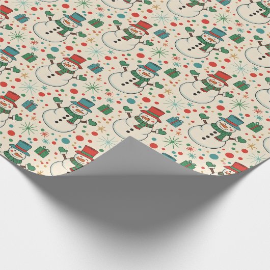 Retro Snowman Fun ラッピングペーパー (角)