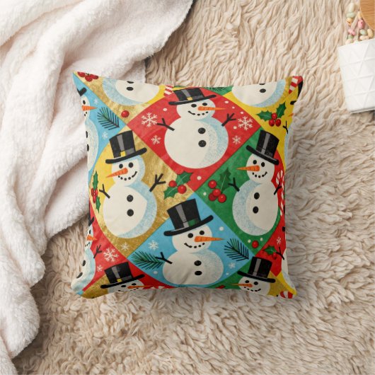 Retro Snowmen クッション (ブランケット)