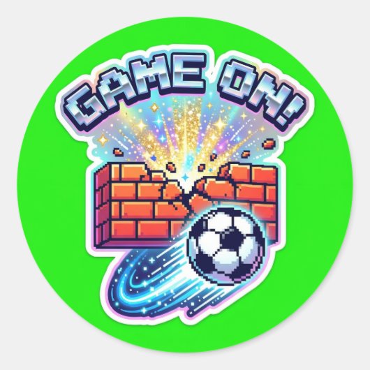 Retro Soccer Brick Smash Sparkle Hat - 2026 Gaming ラウンドシール (正面)