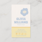 Retro Soft Boho Groovy Checkered Floral Unique 70s 名刺 (裏面)