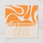 Retro Soft Orange 70s Boho Groovy Unique Trendy スクエア名刺 (裏面)