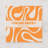 Retro Soft Orange 70s Boho Groovy Unique Trendy スクエア名刺 (正面)