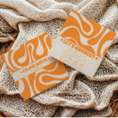 Retro Soft Orange 70s Boho Groovy Unique Trendy スクエア名刺