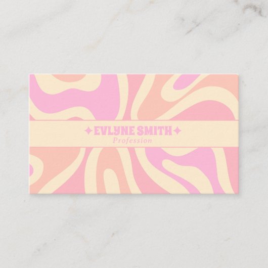 Retro Soft Pastel 70s Boho Groovy Unique Girly 名刺 (正面)