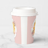 Retro Soft Pink Boho Flowers Sunshine Baby Shower 紙コップ (右)