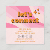 Retro Soft Pink Orange Groovy Girly Trendy Unique スクエア名刺 (裏面)