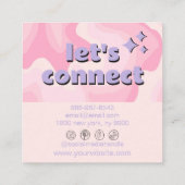 Retro Soft Pink Purple Groovy Girly Trendy Funky  スクエア名刺 (裏面)