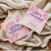 Retro Soft Pink Purple Groovy Girly Trendy Funky  スクエア名刺