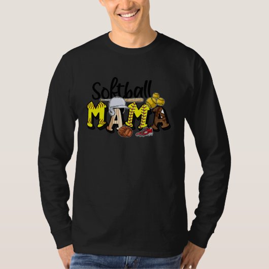 Retro Softball Mama Mom Life Game Day Mama Mothers Tシャツ (正面)