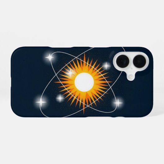 Retro Solar Orbit iPhone 16ケース (裏面横)