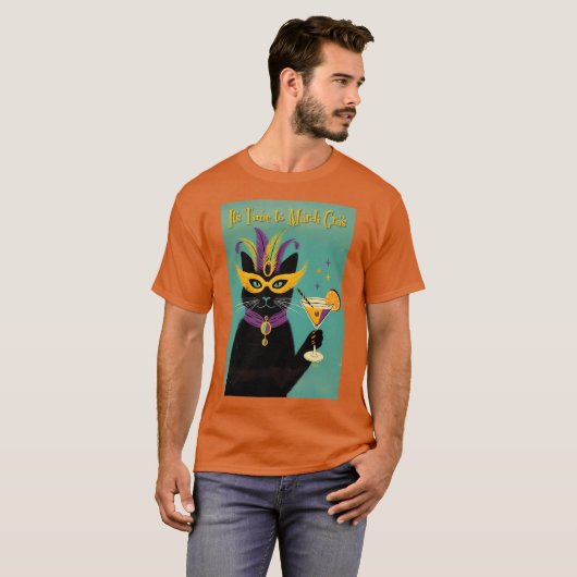 Retro Sophisticats Its Time to Mardi Gras Martini Tシャツ (正面フル)