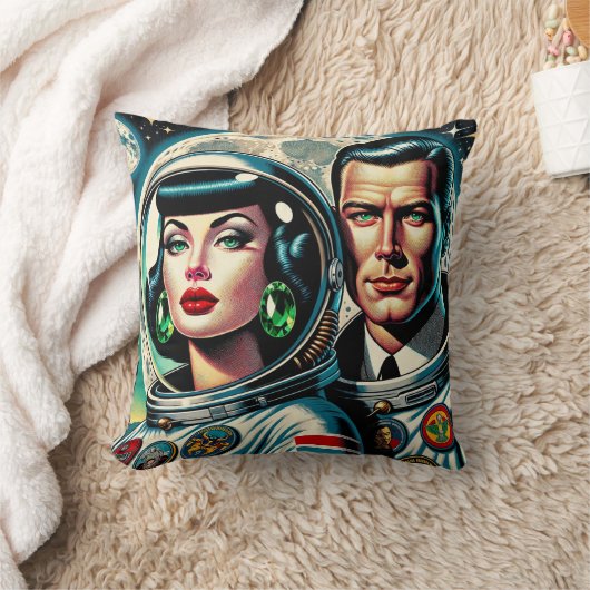 Retro Space Astronauts クッション (ブランケット)