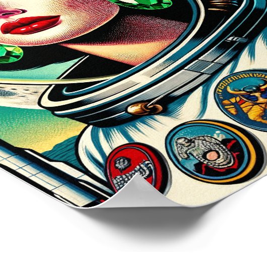 Retro Space Astronauts ポスター (角)