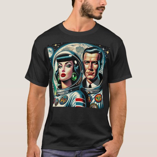 Retro Space Astronauts Tシャツ (正面)