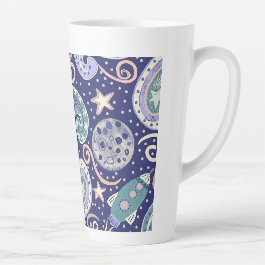 Retro Space Galaxy Design カフェラテマグ (右)