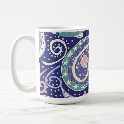 Retro Space Galaxy Design コーヒーマグカップ (左)