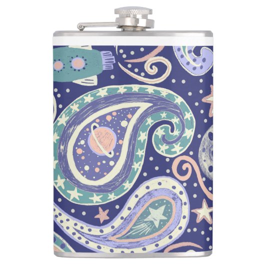 Retro Space Galaxy Design フラスク (正面)