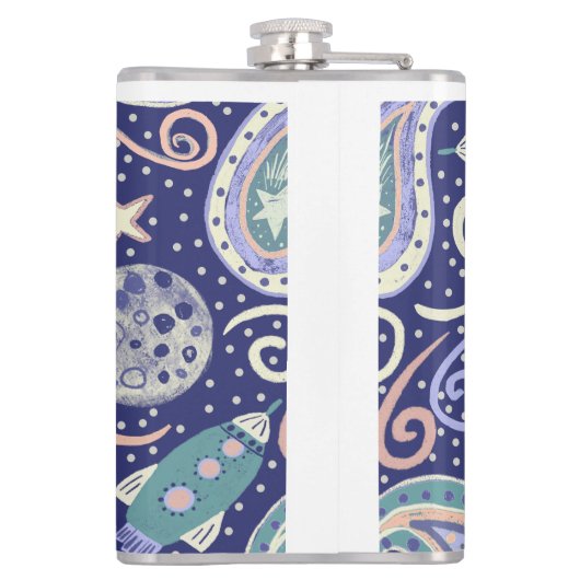 Retro Space Galaxy Design フラスク (裏面)