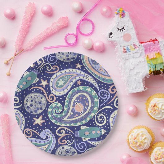 Retro Space Galaxy Design ペーパープレート (パーティー)