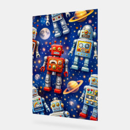 Retro space robots Galactic voyage fine art poster アクリルサイン